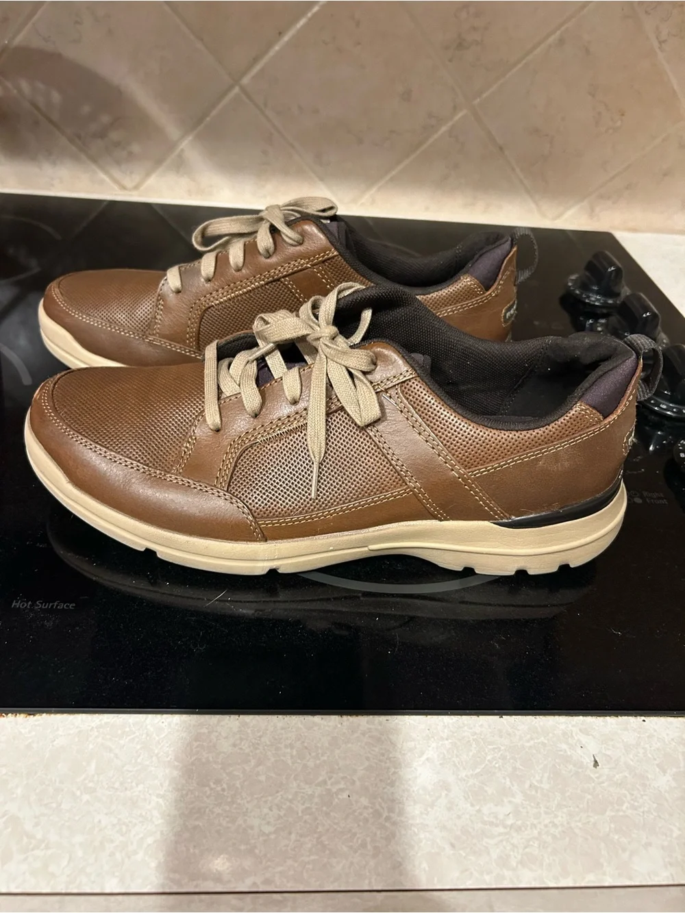 Rockport Men's Brown and Cream Lace-Up Athletic Sneakers